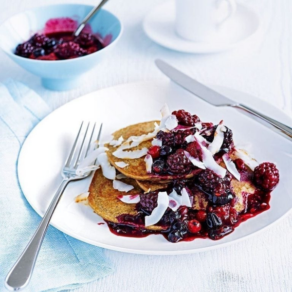 Instant Fluffy Pancakes With Fruit Compote