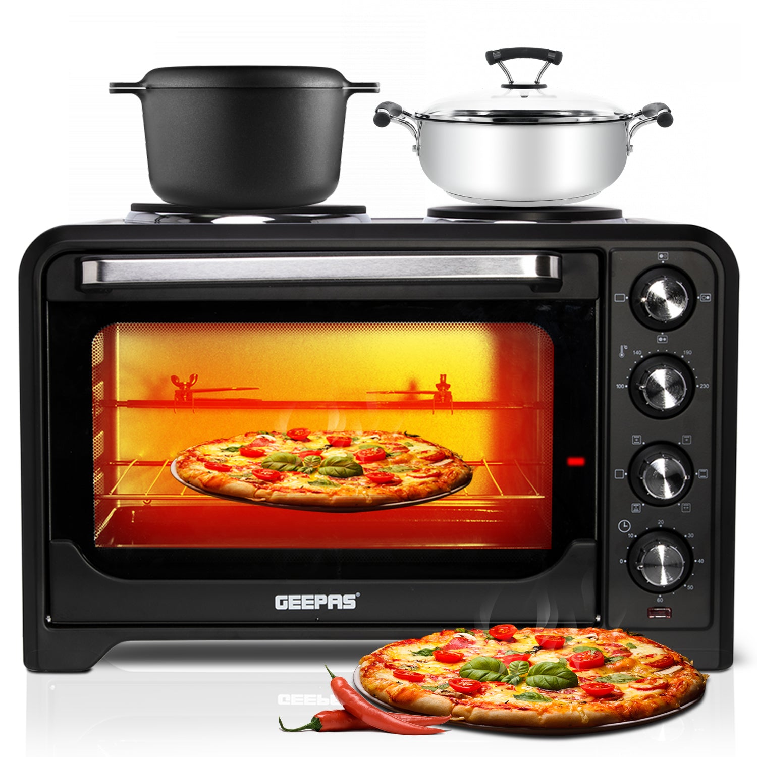 Image of 35L Portable Electric Oven With Grill and Double Hot Plates