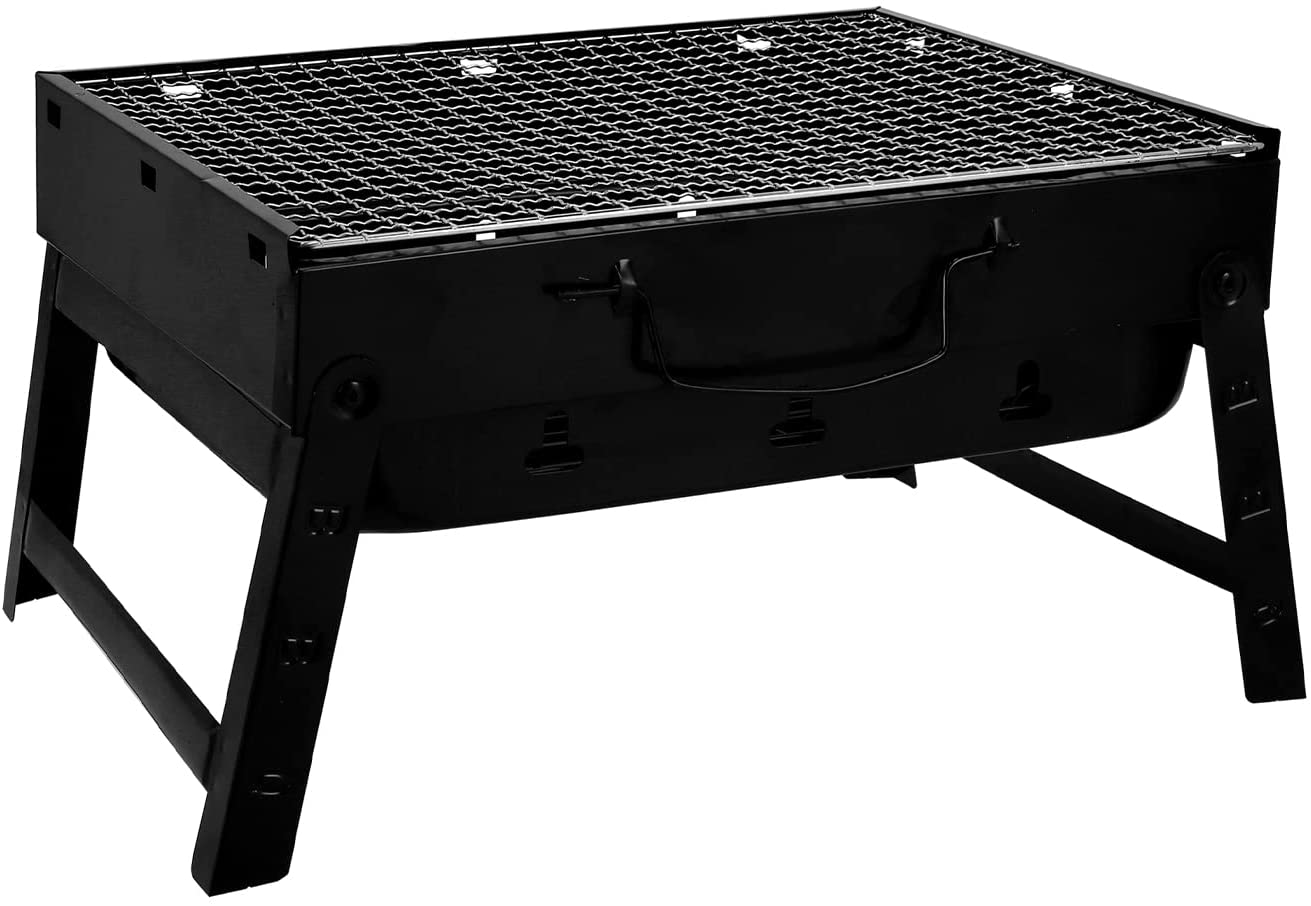 Image of Rectangular Portable Folding Iron Charcoal BBQ Grill
