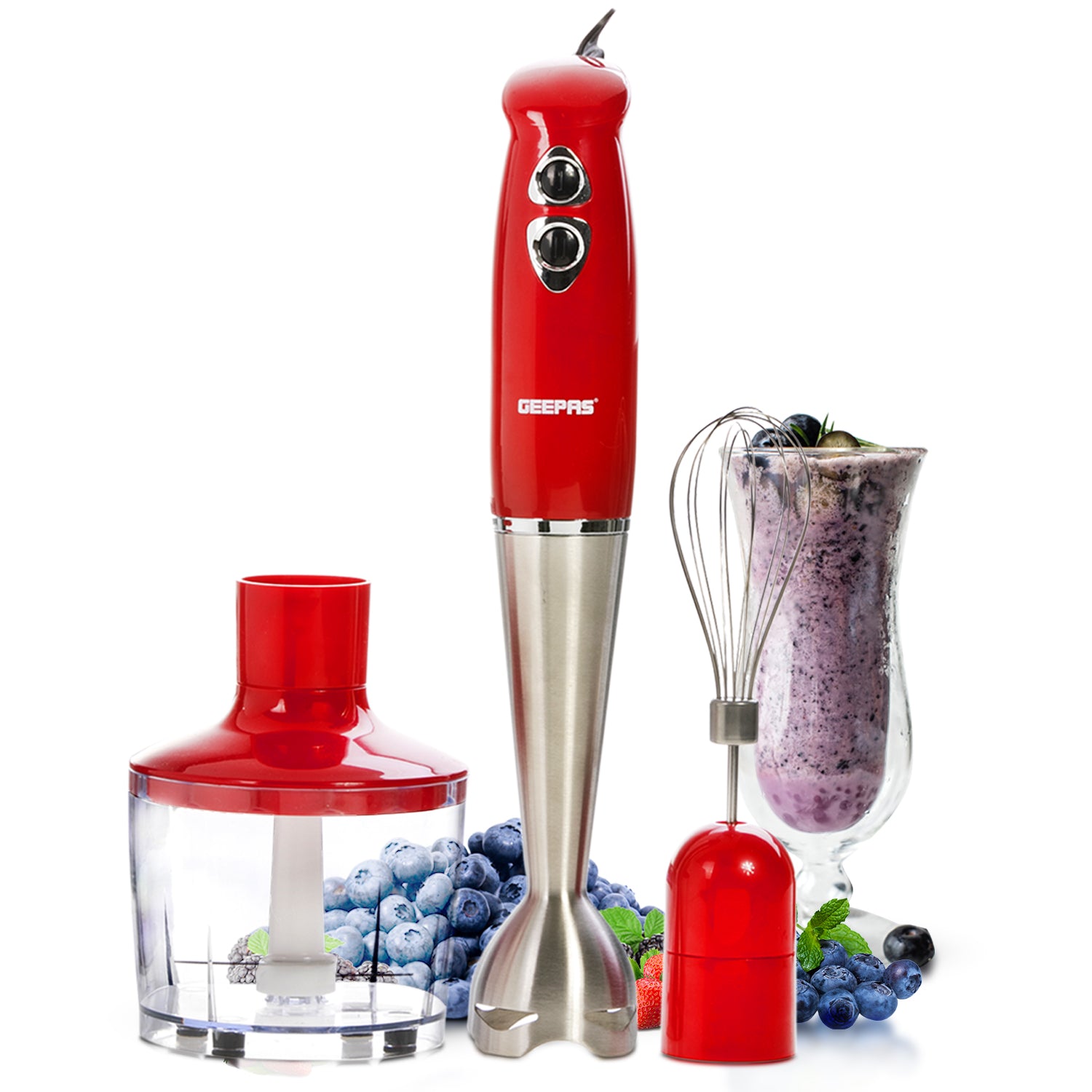 Photos - Mixer Geepas 3-In-1 Stick Hand Blender and Food Processor GHB6136UK 