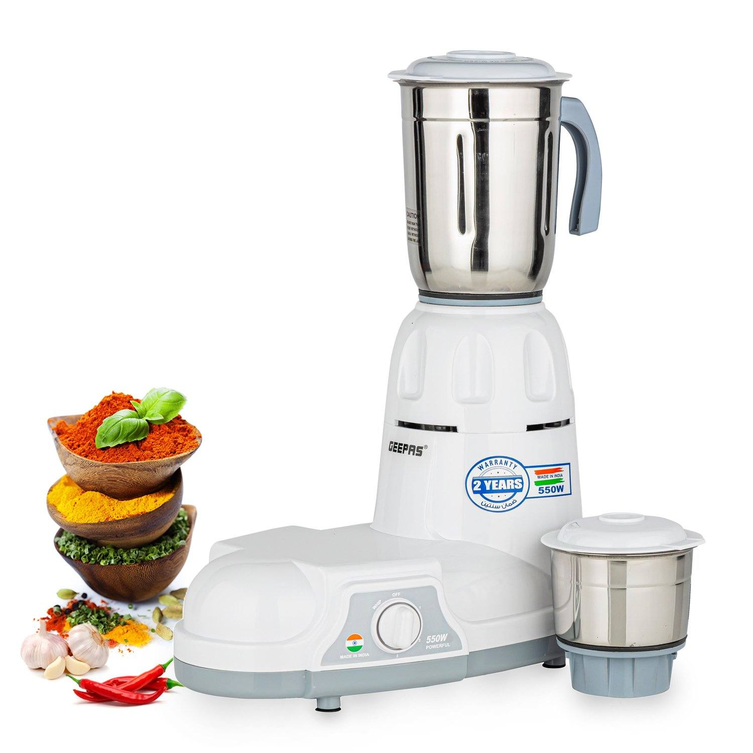 Photos - Mixer Geepas 2-In-1 Three-Speed Wet and Dry Indian  Grinder 550W GSB5456 