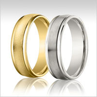 10K gold raised edge wedding bands