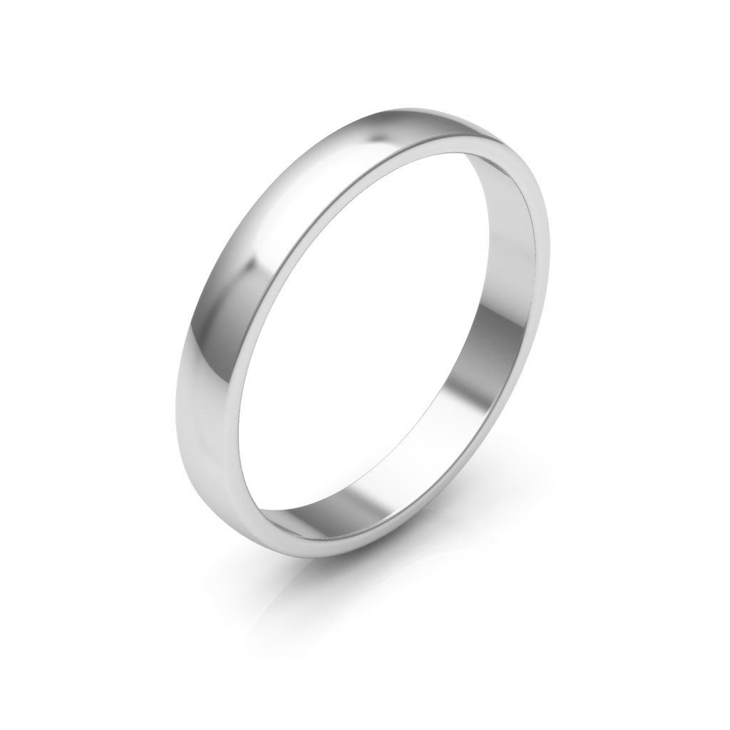 10K White Gold 3mm low dome  wedding band