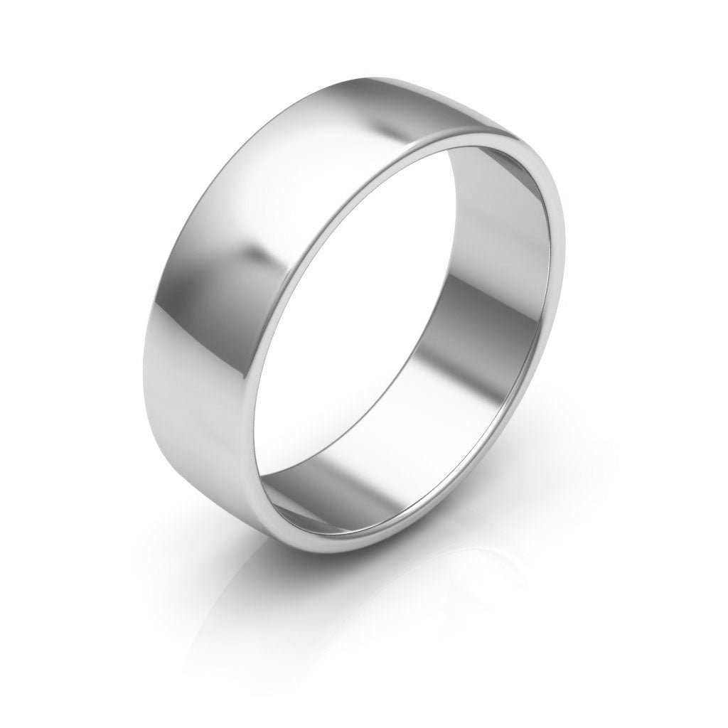 18K White Gold 6mm low dome  wedding band