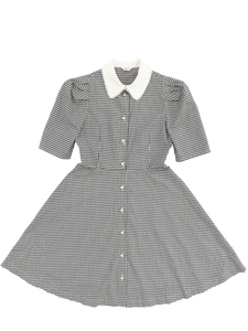 Pearl collar one-piece (gingham check) - Poupee Boutique