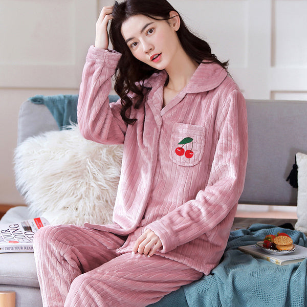 Winter Pajamas Women Warm Pyjamas Fleece Thick PJ Flamingo Pajamas