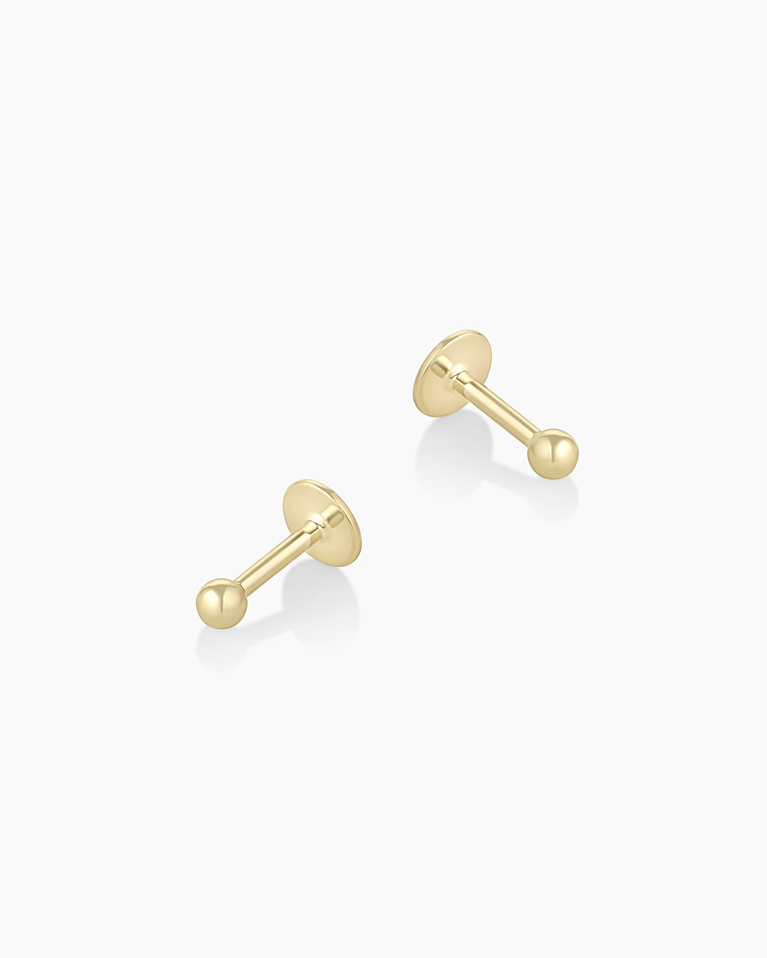 14K Solid Gold Trefoil CZ Flower Threadless Labret Flat Back Earring –  Doviana