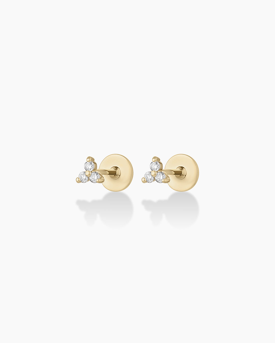 Trio Threaded Flat Back Studs Earring in 14K Solid Gold/Pair, Women's by Gorjana