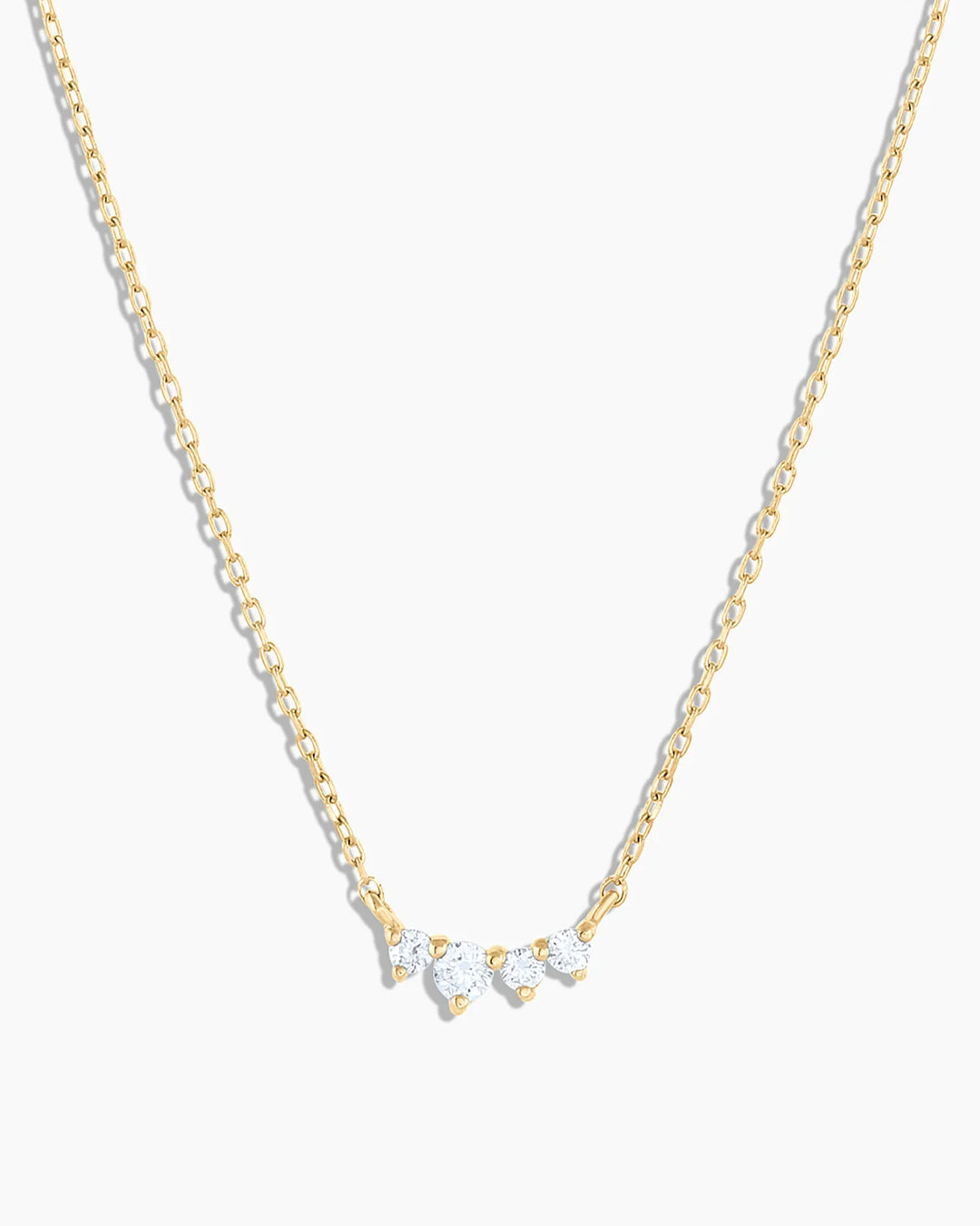 14k Solid Gold Three Stone Dainty Diamond Necklace Clavicle Pendant Necklace  For Women Fine Jewelry For Weddings From Thundermout, $139.34 | DHgate.Com