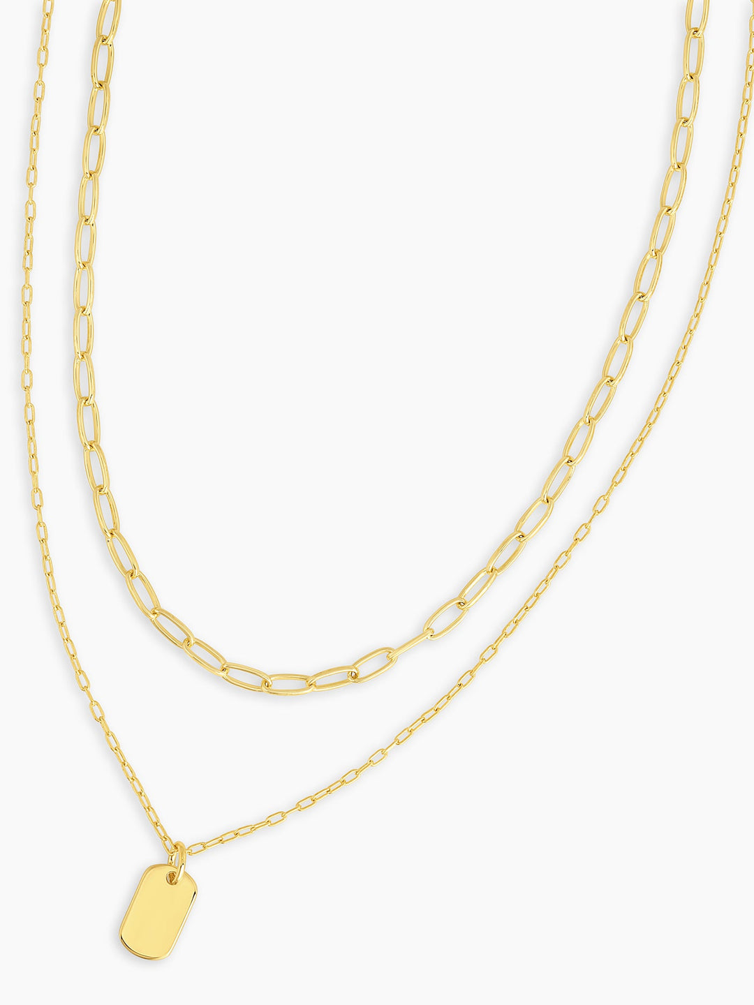 Feminine Dog Tag Necklace | Christina Kober Gold Plated / 14 & 16