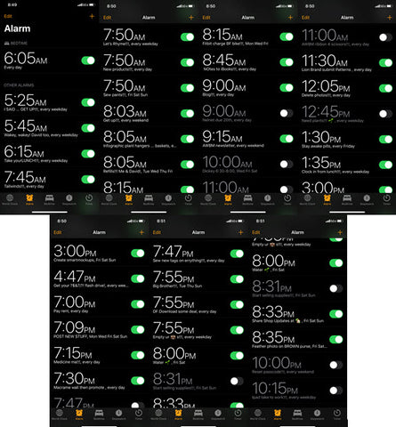 AWBM 7 pages of iPhone alarms