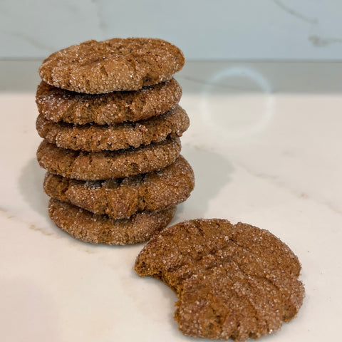 stack of baked gingersnap cookies