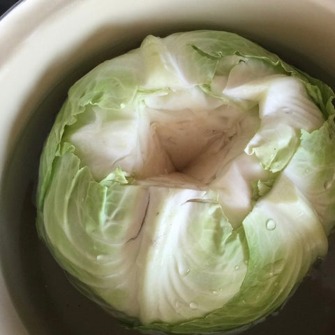 Head of cabbage with center cut out