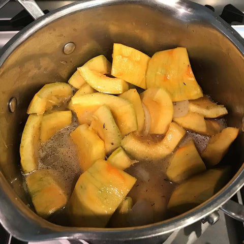 Boiling pumpkin in a bowl