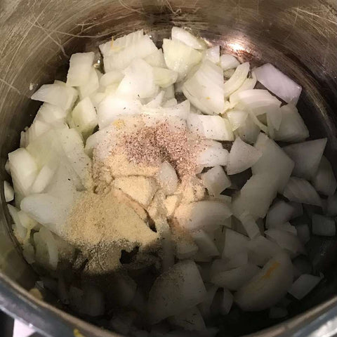 Onions in a blender.