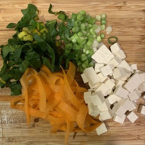 Carrots and tofu are essential ingredients for the miso soup recipe.