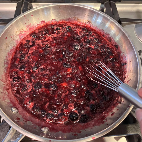 Berries into a bowl and a mixer