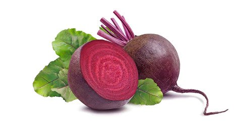 Two sliced beetroots