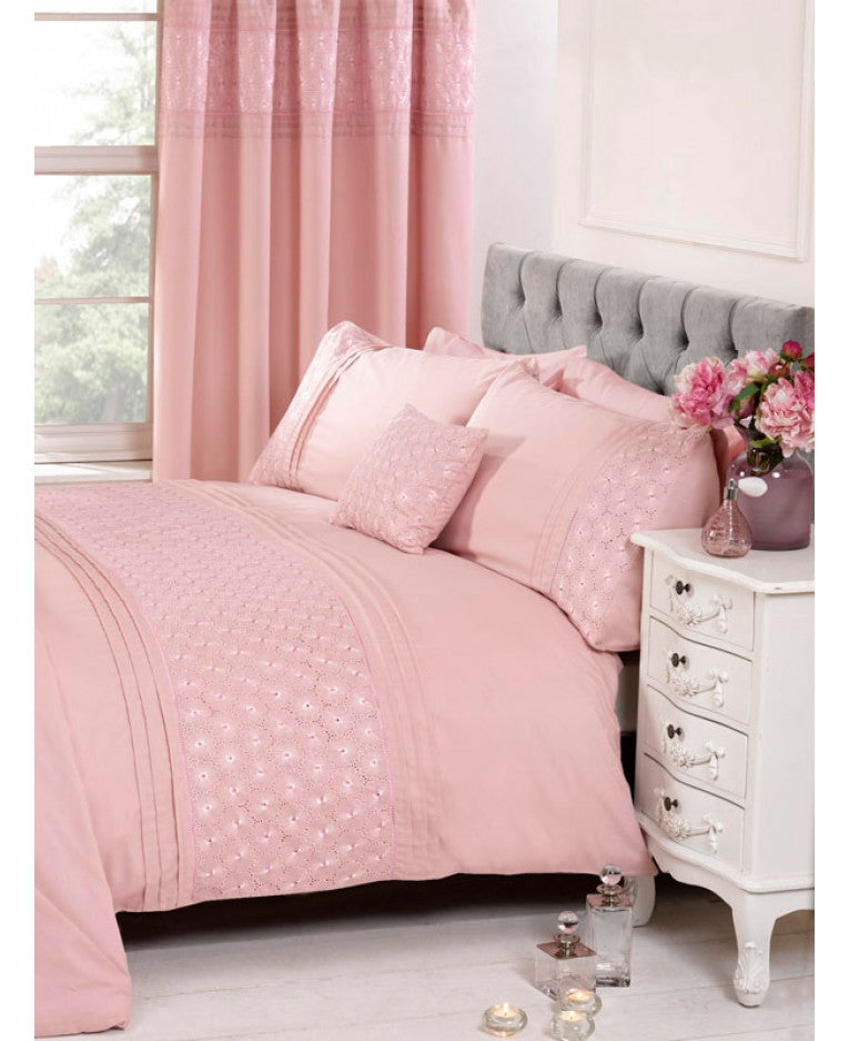 Everdean Floral Duvet Cover And Pillowcase Set Pink Ruffle