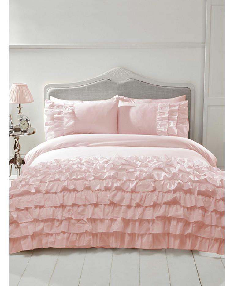 Pillow Cases Flamenco Ruffle Pink Duvet Cover And Pillowcase Set