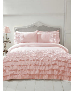 Flamenco Ruffle Pink Duvet Cover And Pillowcase Set Ruffle