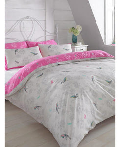 Vintage Birds Pink Duvet Cover And Pillowcase Set Bird Bedding