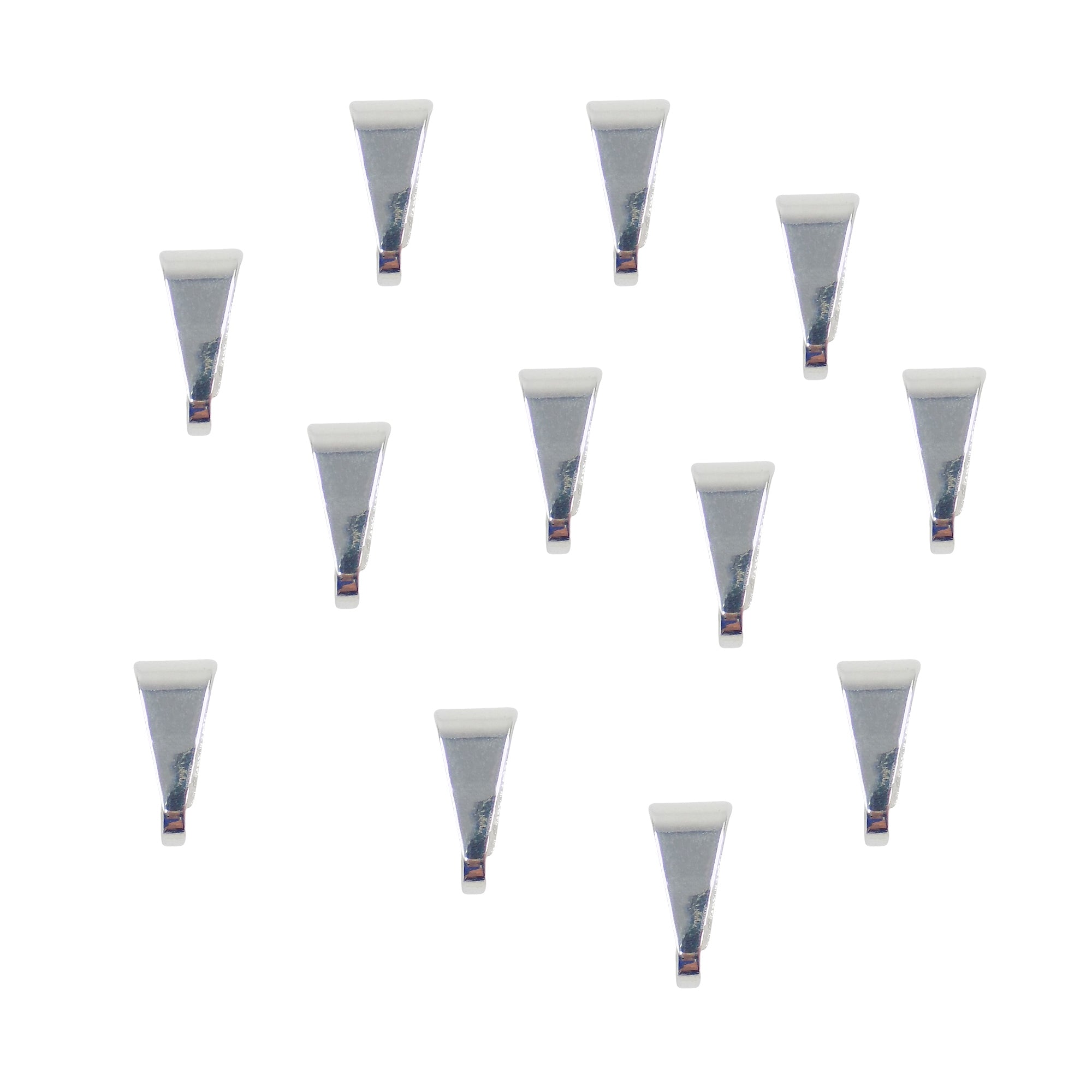 Silver Plated Pendant Locket Bail Plain Snap-on Clip-on Bails (25 pcs) Size: 7.5 mm x 3.5 mm