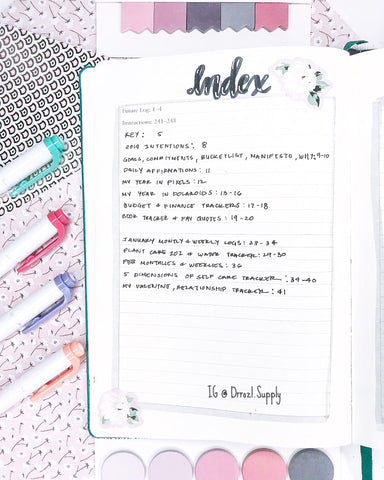 pastel bullet journal index markers