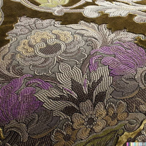 PALERMO Burgundy Gold Floral Damask Brocade Jacquard Fabric