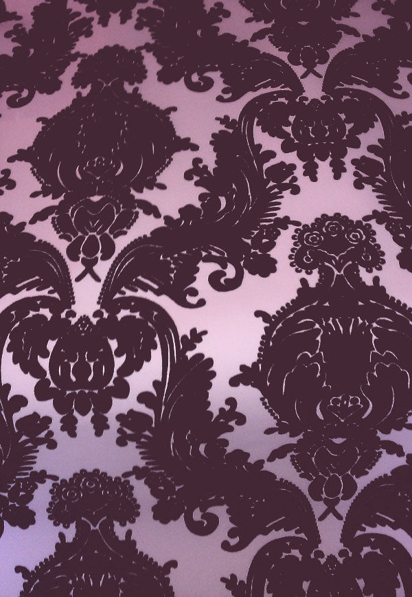 Victorian Flocked Velvet Wallpaper - Tone on Tone Purple – Designer