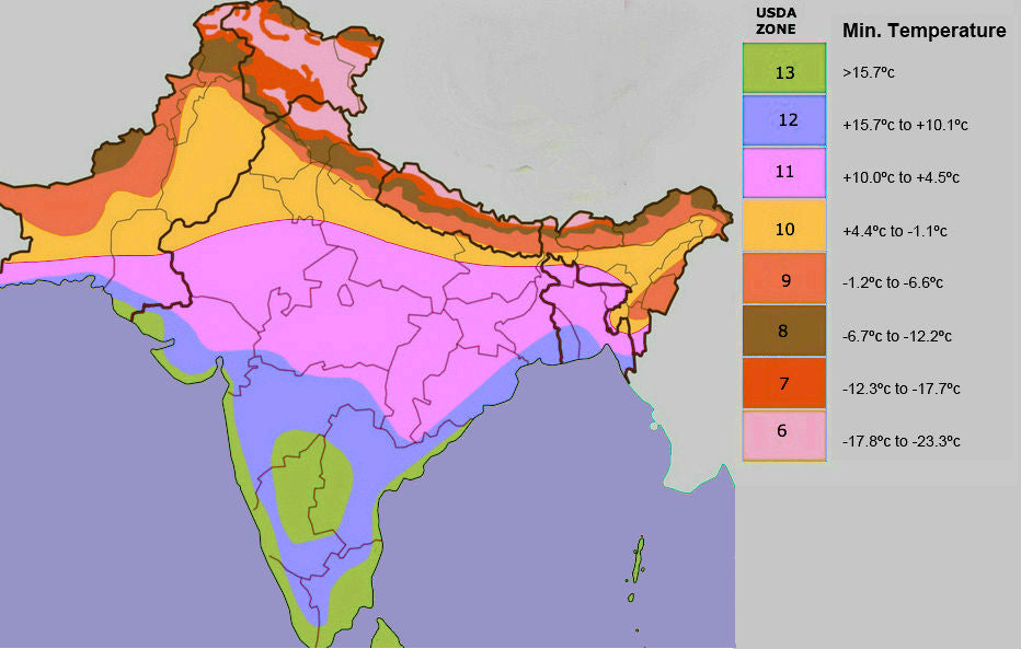 Temperature Zones Of India In Referance To Usda Zones Rootscamp