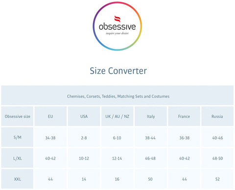 Obsessive Lingerie Size Chart