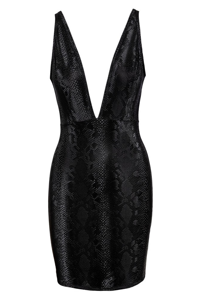 Cottelli Party Snakeskin Look Black Dress | Fetshop