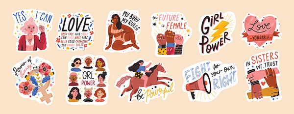Girl Power Stickers, feminist decals