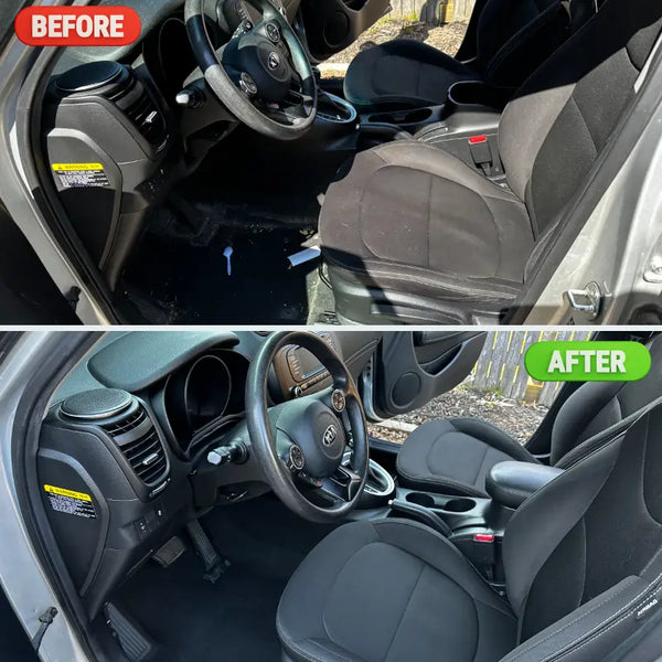 Before and after shots of interior