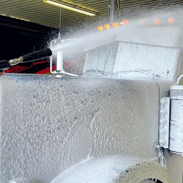 Platinum Washed being foamed a a custom blue flame Peterbilt.