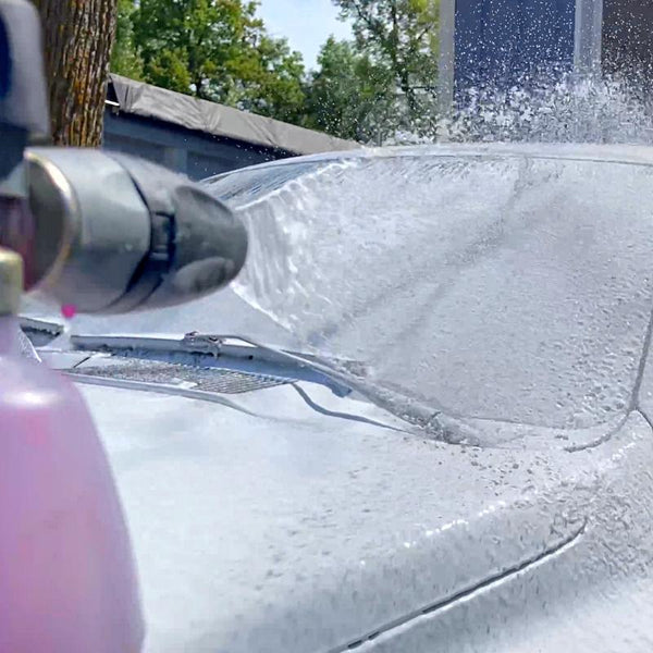 Wash & Wax being foamed onto a silver truck by Chase 24VCustoms