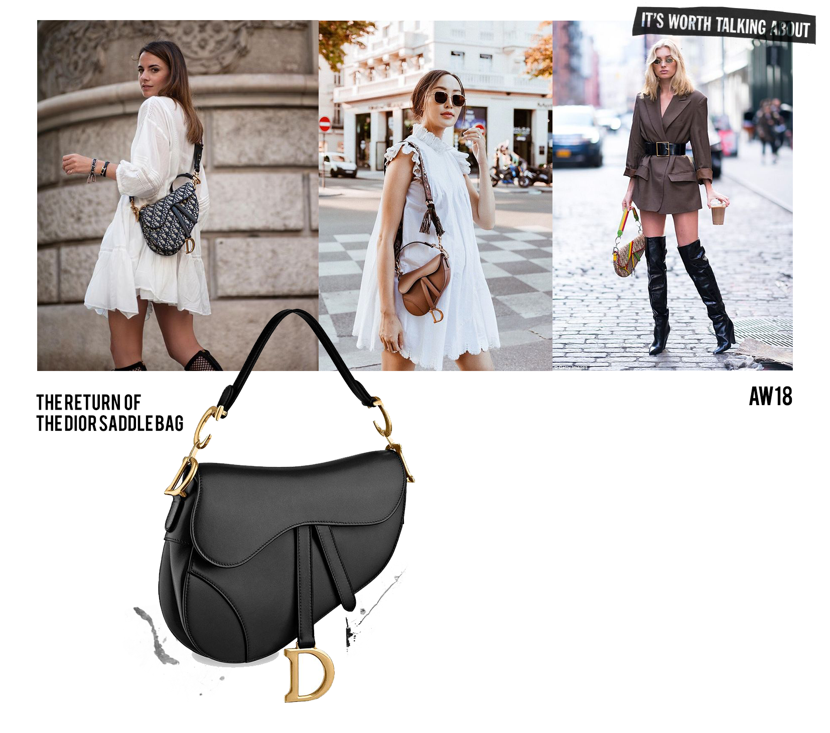 Dior saddle bag worn by bloggers in 2018