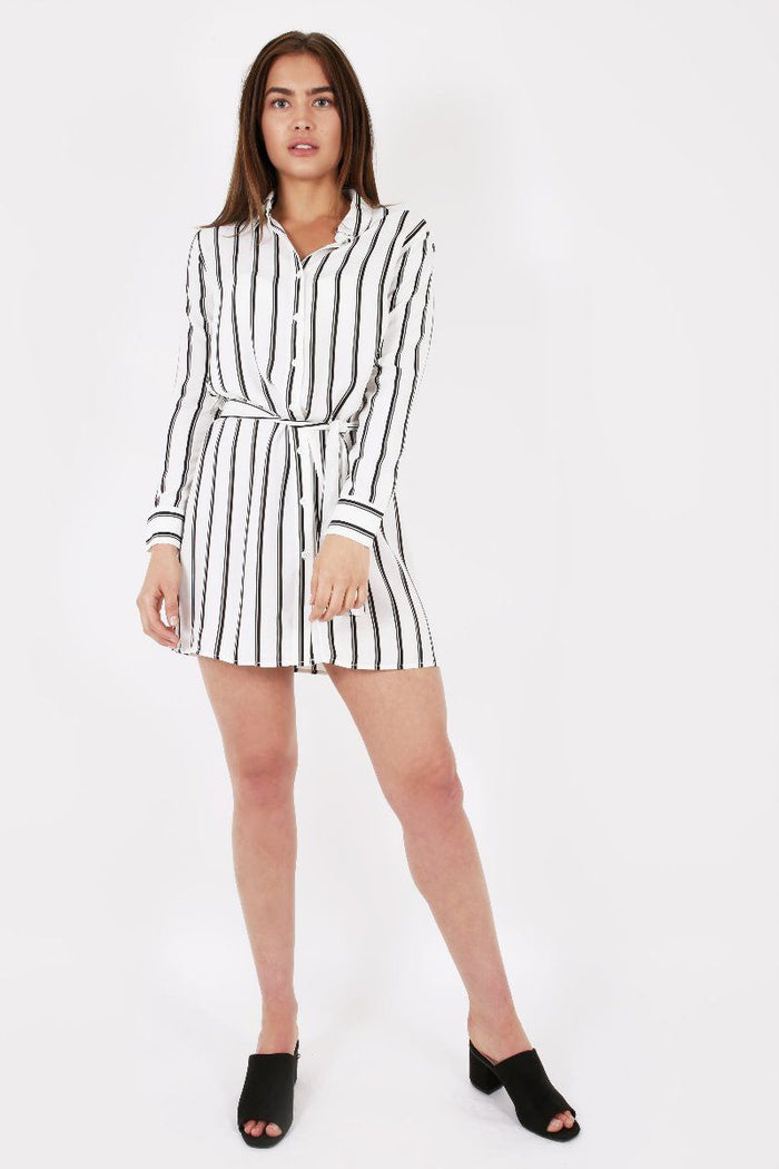 white striped shirt dress