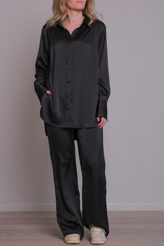 Neo Noir Margit Satin Shirt Black – Dressit