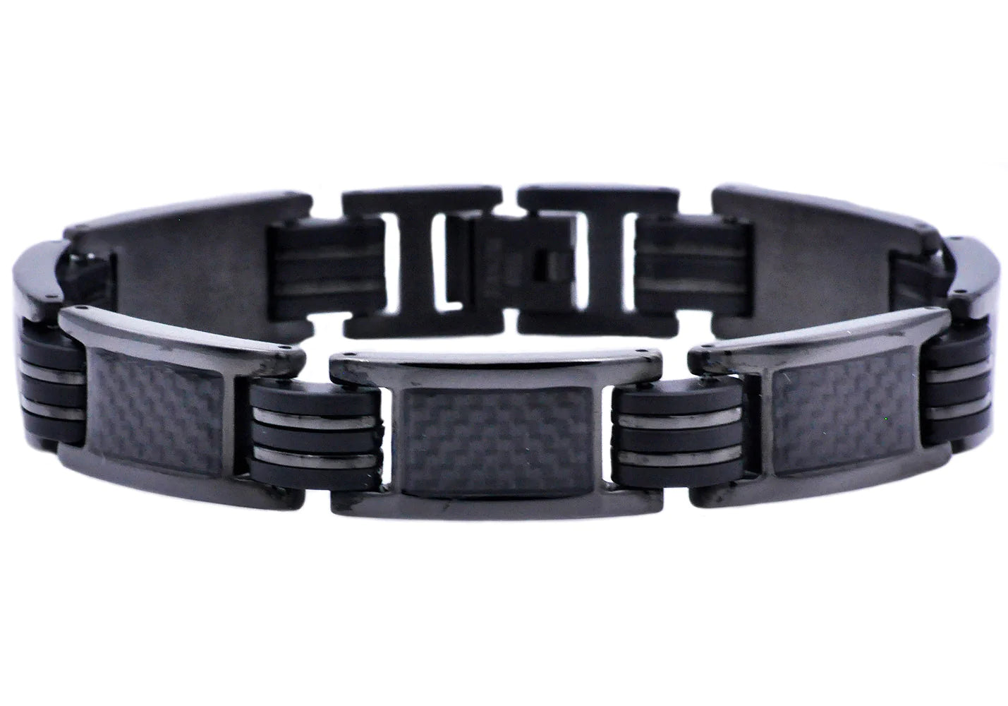 Blackjack Men's Bracelet Black SS & Carbon Fiber BJB199B