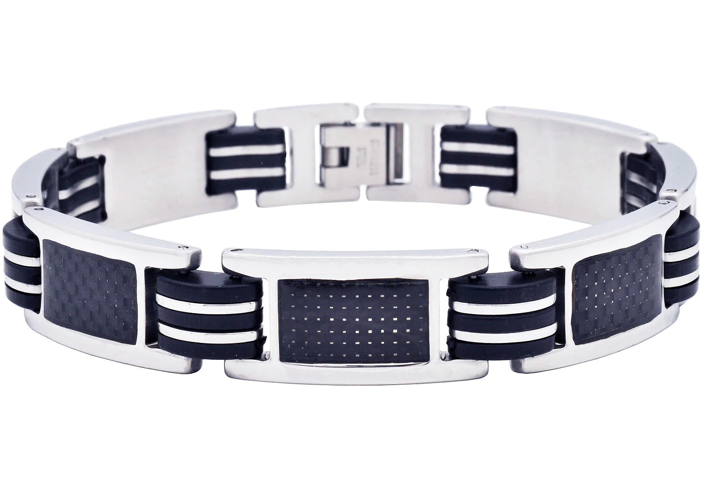 Blackjack Men's Bracelet Black Silicone & Carbon Fiber BJB199W