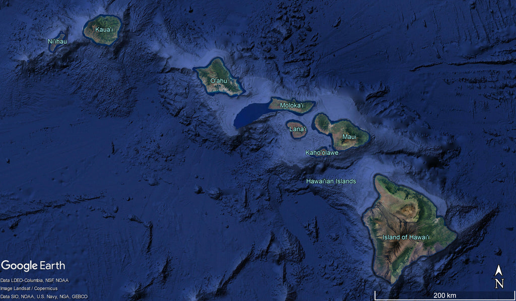 Satellite image of the Hawaiian Islands. Source: Google Earth