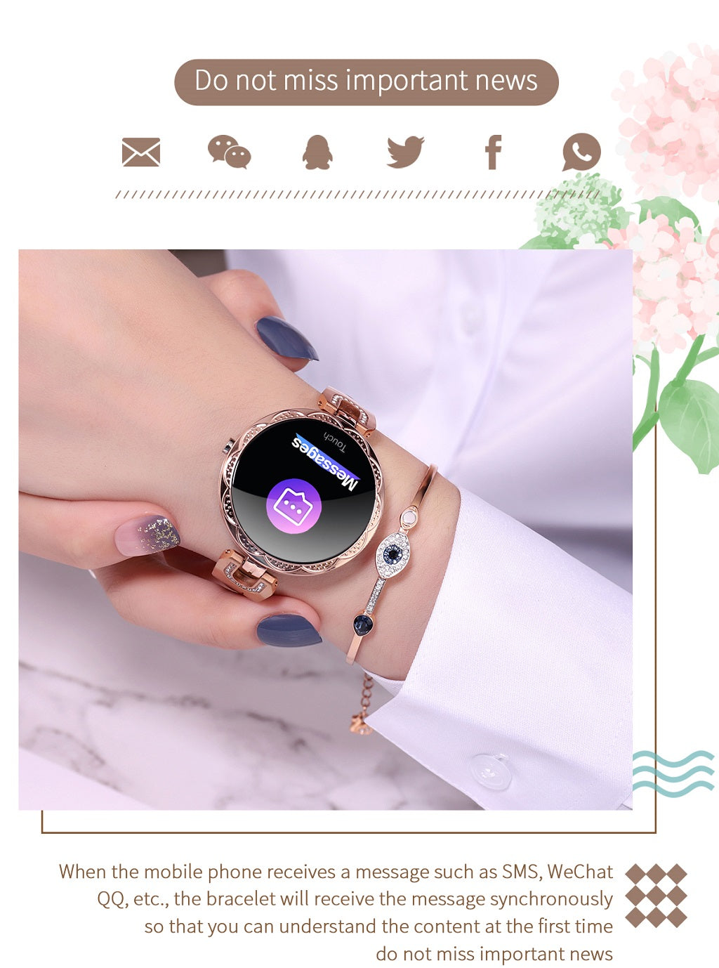 2019 Newest AK15 Smart Watch Women Luxury IP67 Waterproof Smart band blood pressure Heart rate Fitness Tracker Smart Bracelet_12