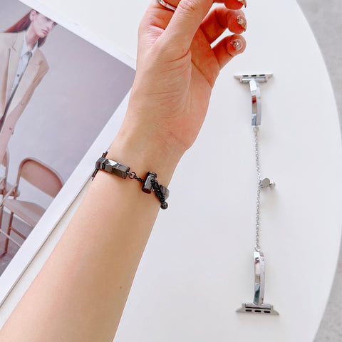 Indulge in the allure of stainless steel sophistication. Our T-Shaped Bracelet Chain Band is more than just an accessory; it's a testament to your impeccable taste. The slim, delicate design effortlessly complements your Apple Watch, transforming it into a statement piece that reflects your unique style.