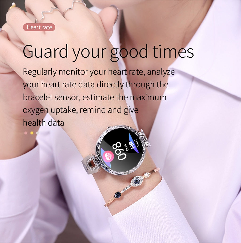 Ladies smart bracelet AK15 heart rate blood pressure female physiological monitoring glass for Huawei xiao mi phone smart watch_08