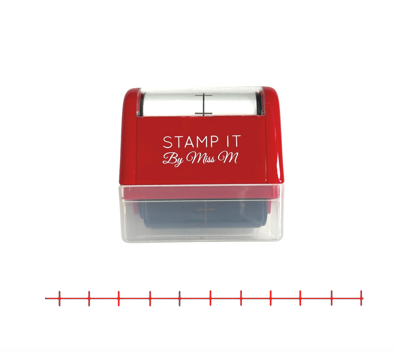 Image of Red Number Line Roller Stamp  S @" o1 0774 