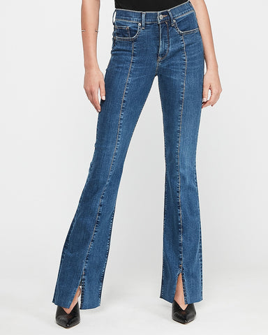 Express | High Waisted Perfect Seamed Bootcut Jeans in Medium Wash ...