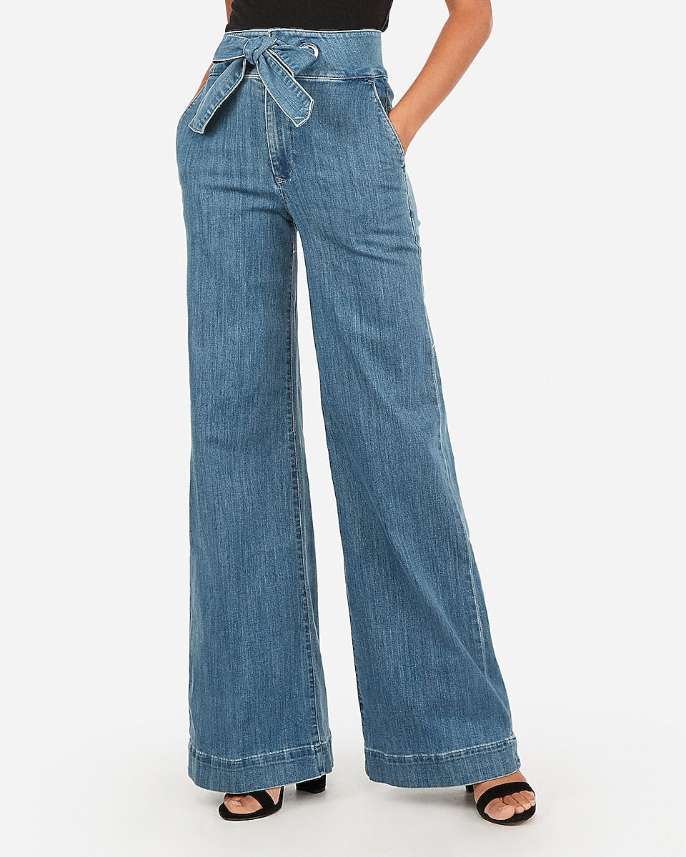 high waisted tie jeans