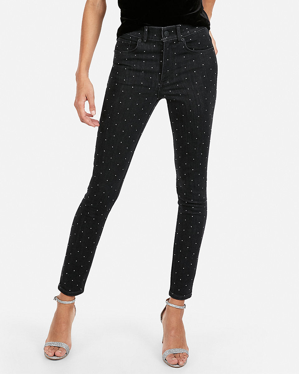 rhinestone black jeans